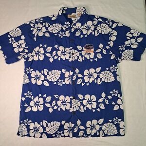 Chiliwear FL Gators Blue Floral Cotton Button-Up SS Shrt Men L Game Day Tailgate